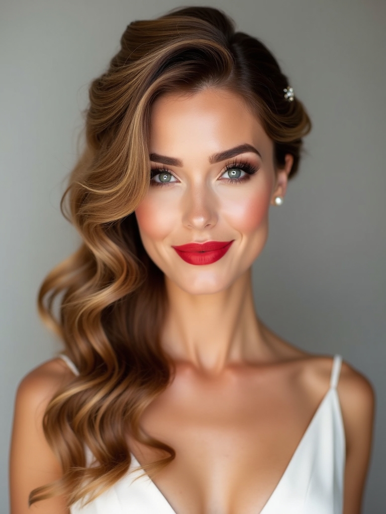bridal half up hair styling