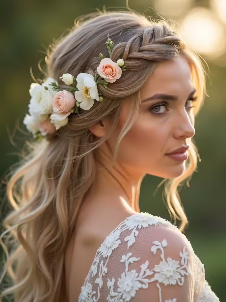 bridesmaid hairstyles with flowers