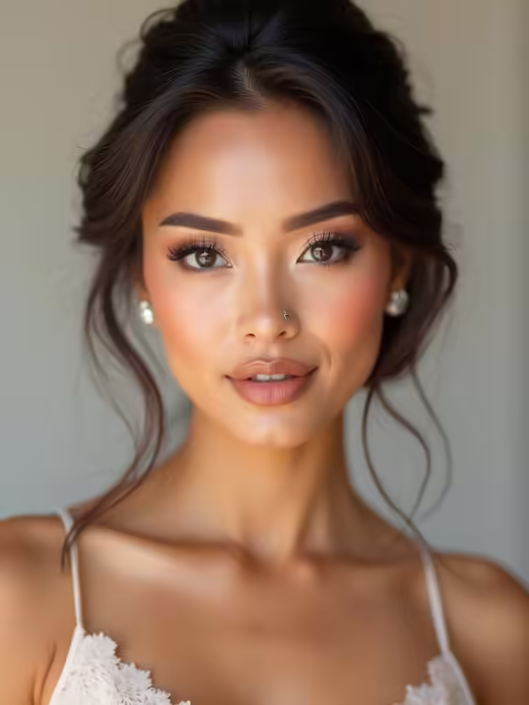 bridesmaids makeup complementing bride
