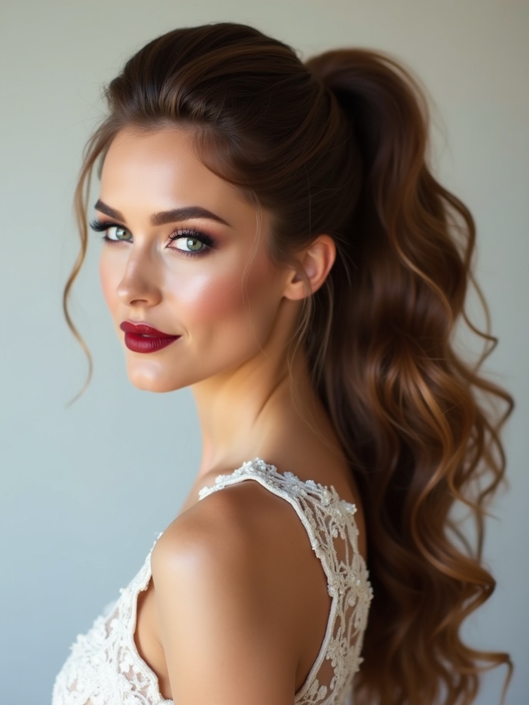 cascading ponytail with volume