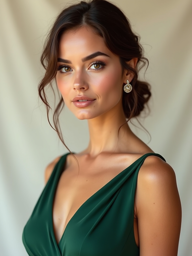chic deep green gown accents