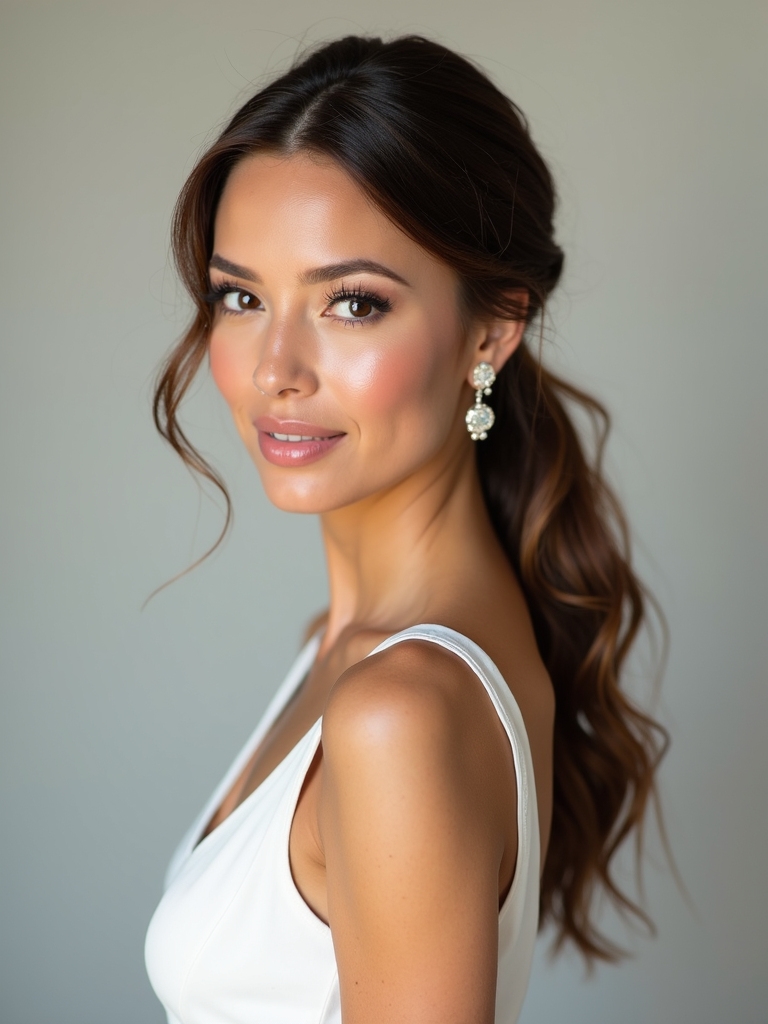 chic ponytail with side sweep