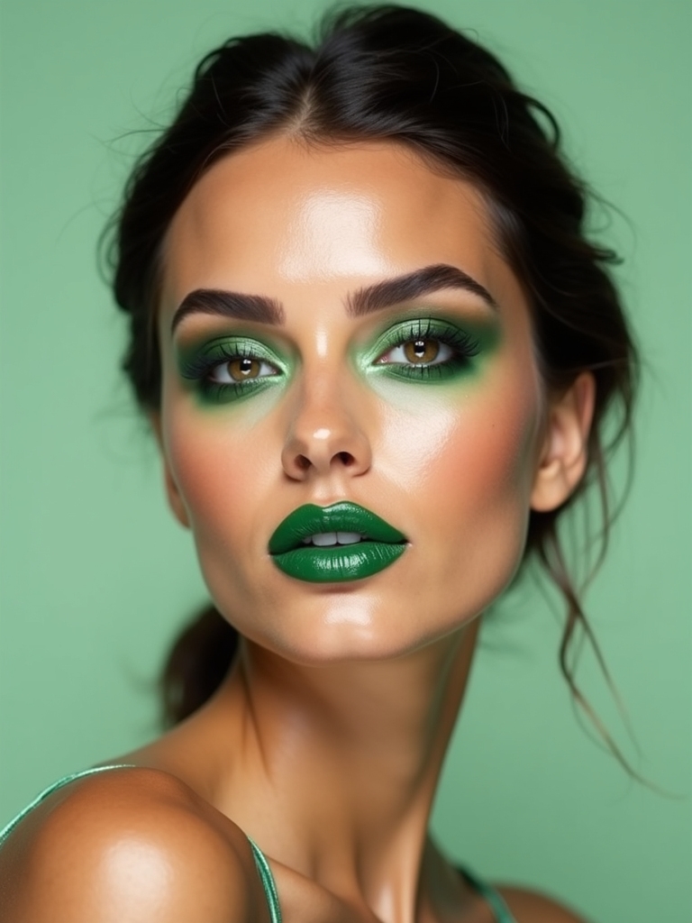 cohesive monochrome green eyeshadow