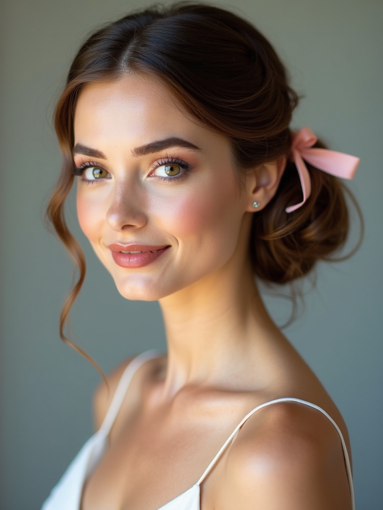 color coordinated ribbon updos
