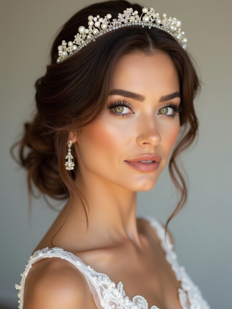 crown accents enhance bridal elegance