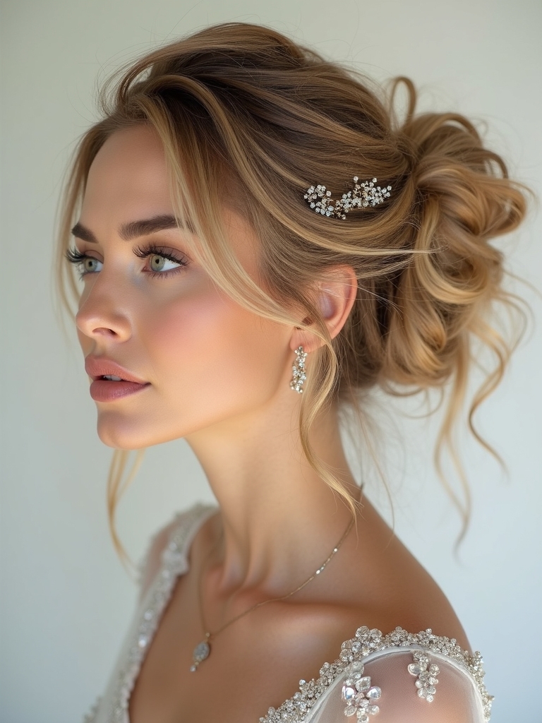 crystal accented wrapped ponytail