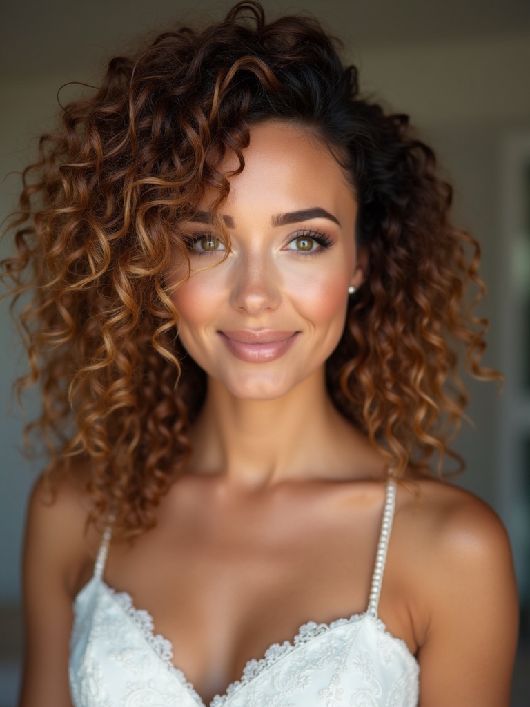 curly hair shines beautifully