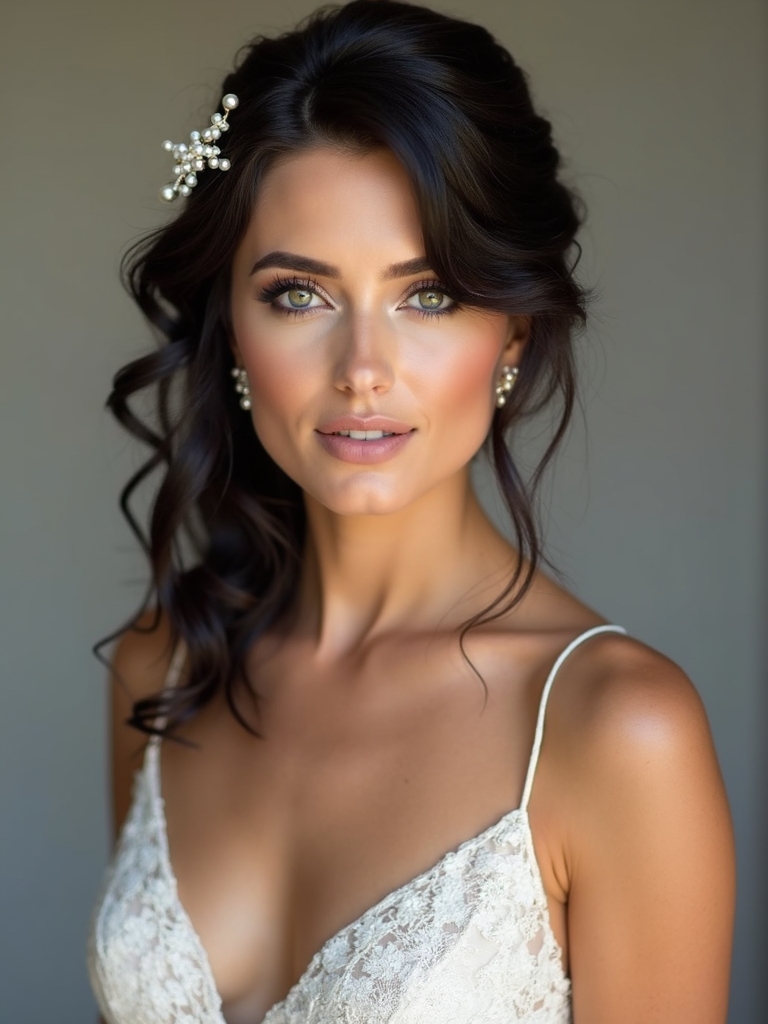 dark hair bridal elegance