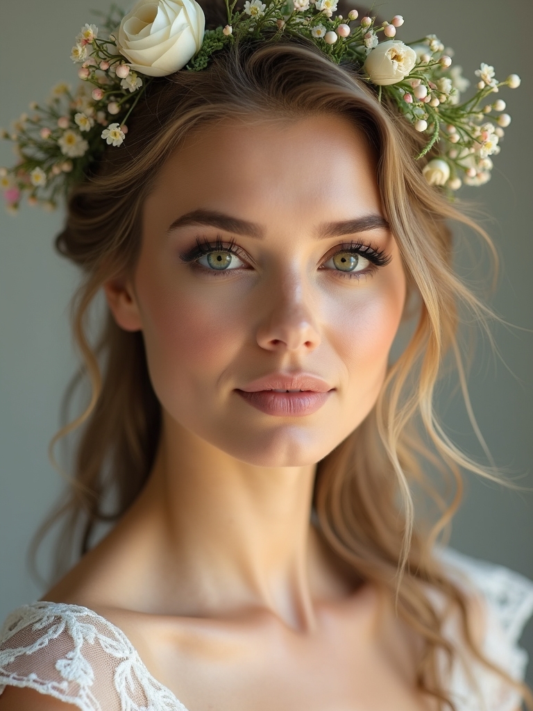 delicate floral crown details