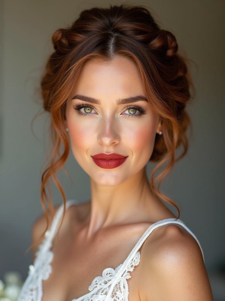 delicate halo braid updo