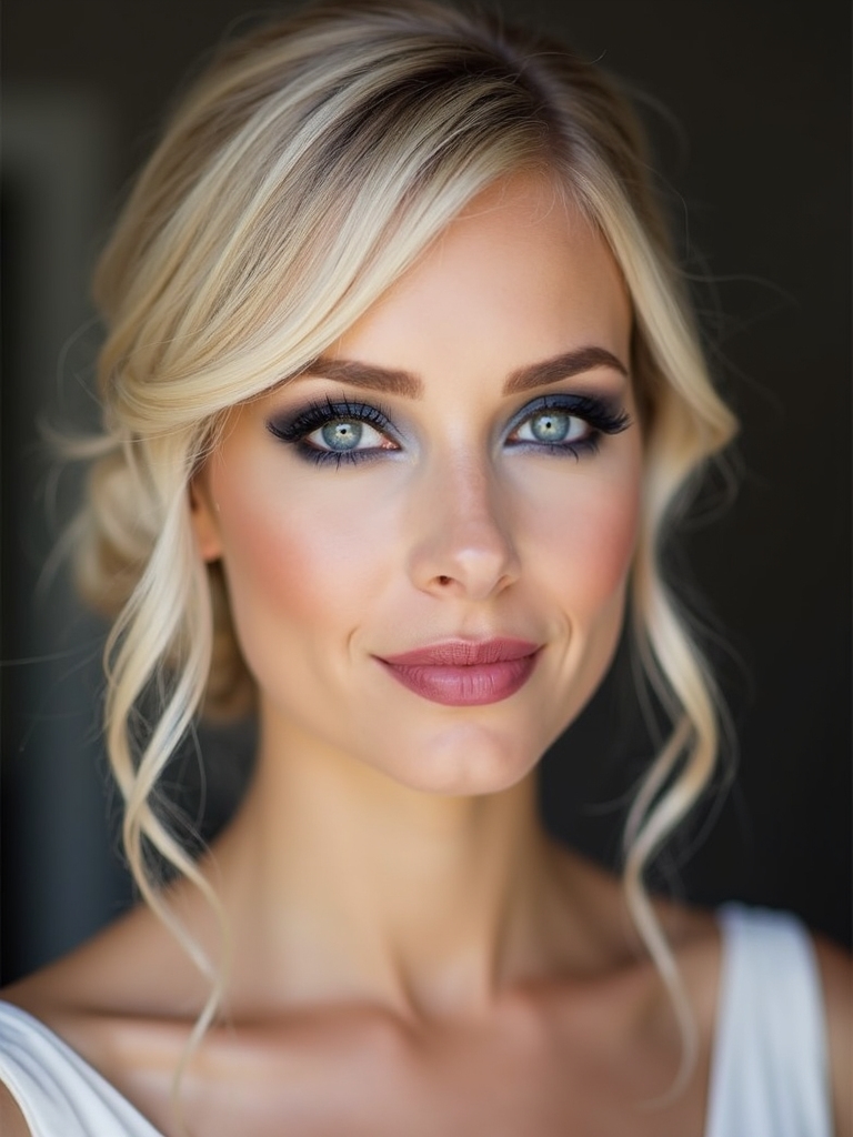 dramatic navy charcoal makeup