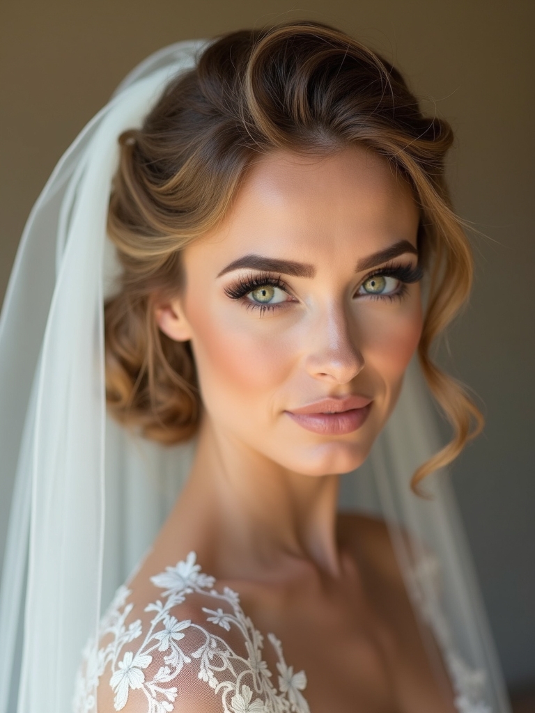 dramatic side swept bridal hairstyle