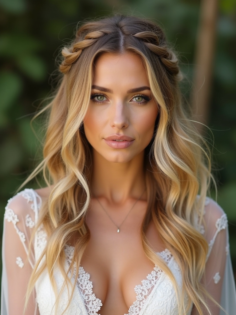 effortless boho bridal hairstyle