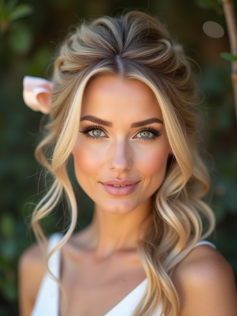effortless glowing half up hairstyle