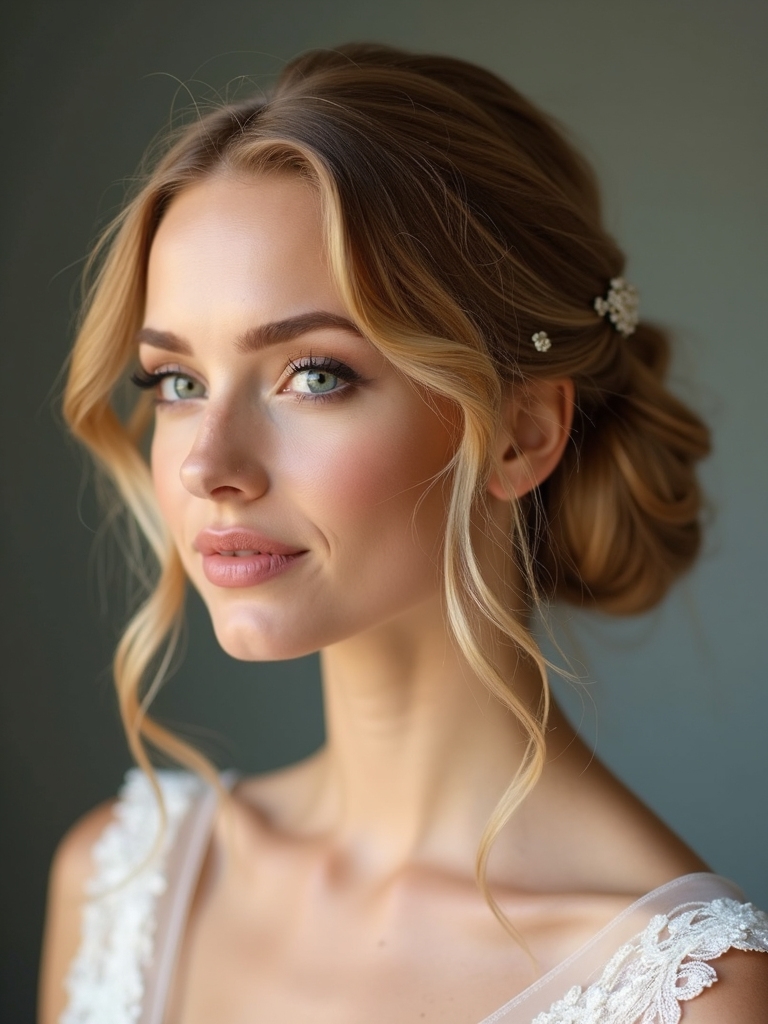 effortless romantic bridal hairstyle