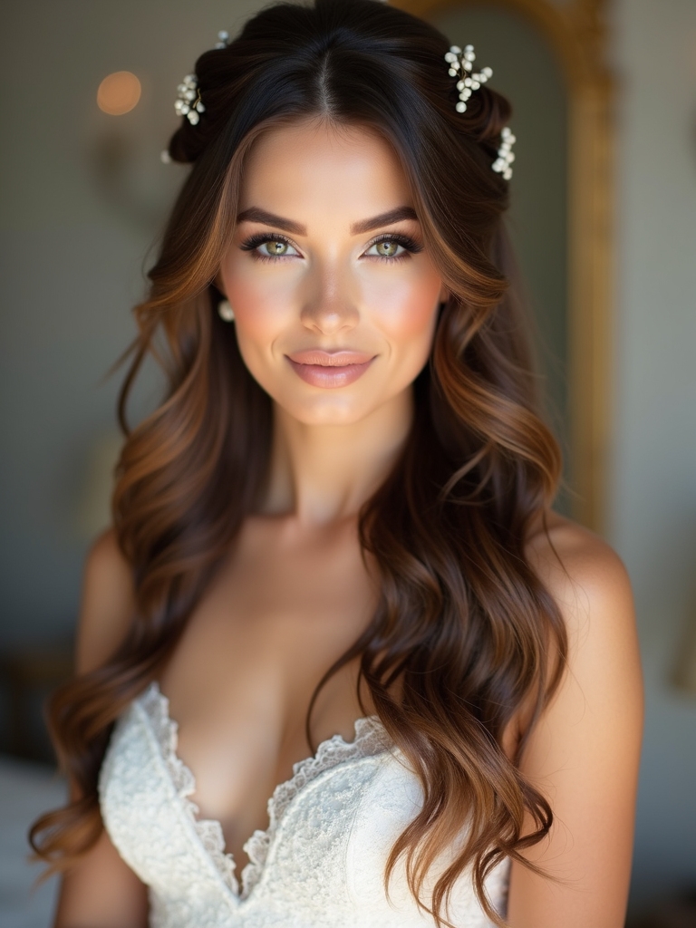 effortless romantic half up hairstyle