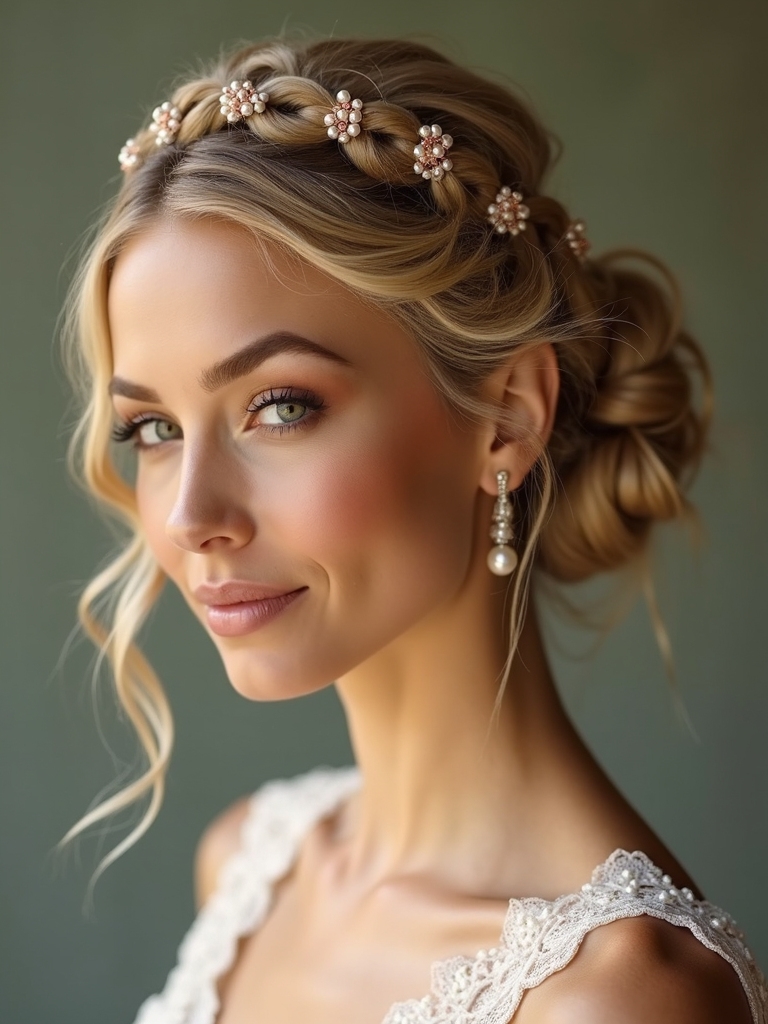 elegant braided bun accents