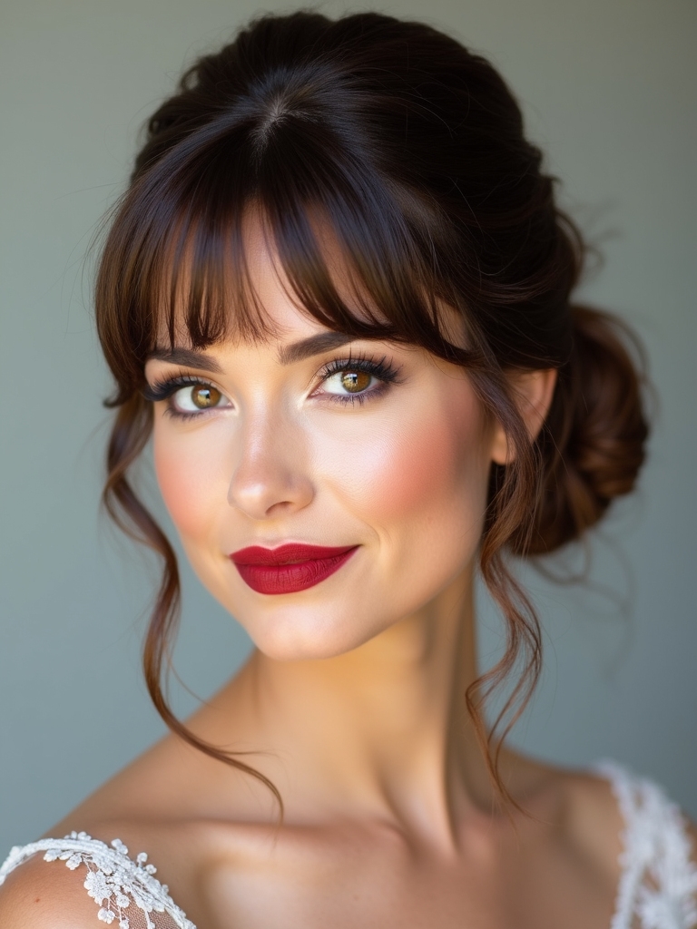 elegant chignon with bangs