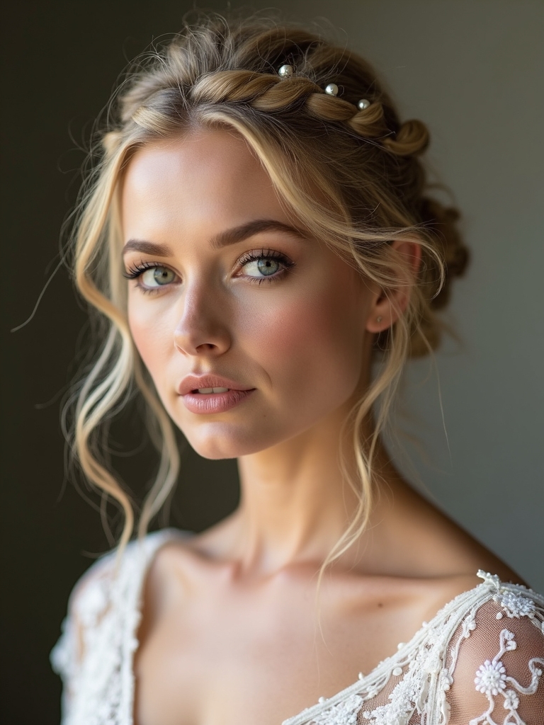 elegant half up braided hairstyle