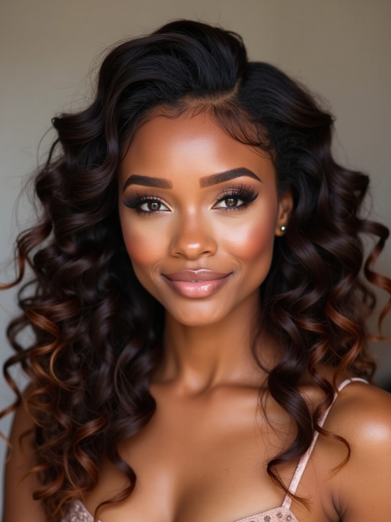 elegant half up curls
