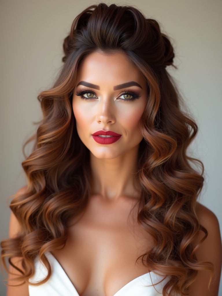 elegant half up curls hairstyle