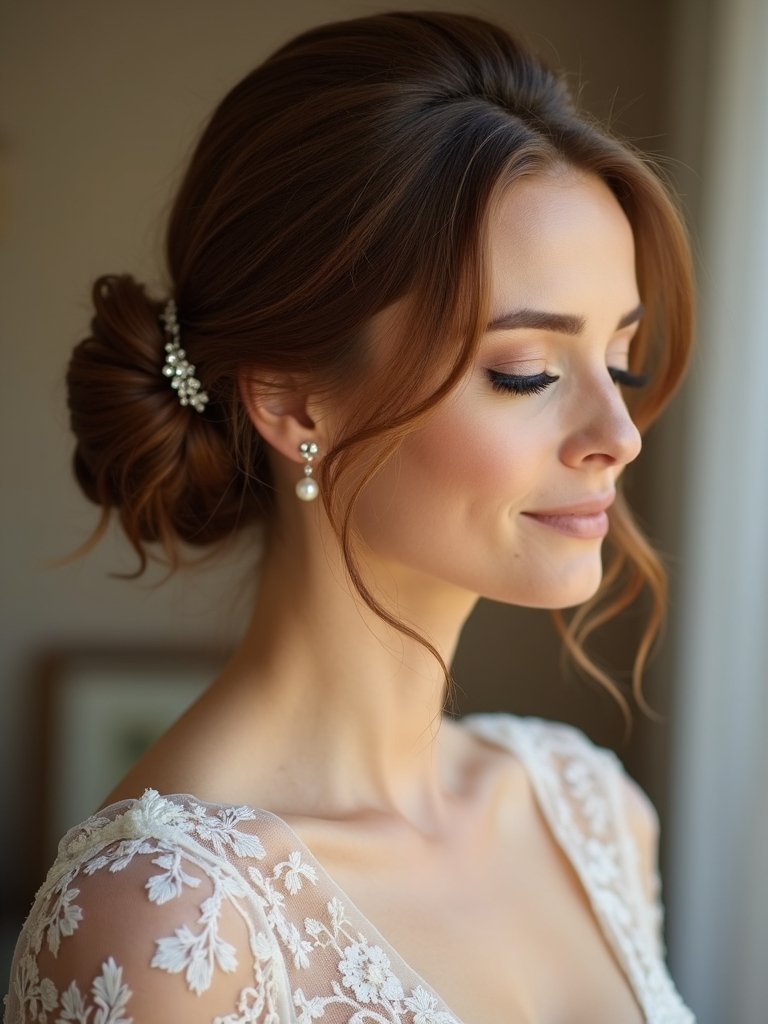 elegant low bun sparkle