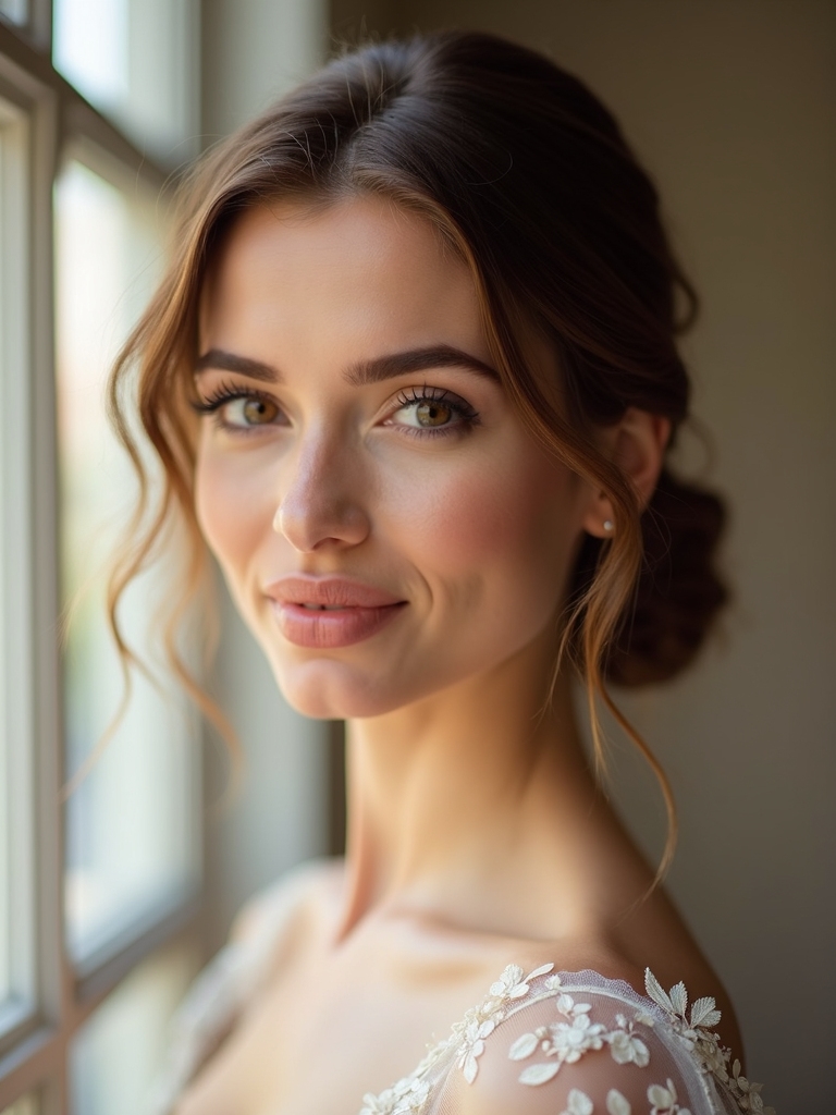 elegant low bun veil