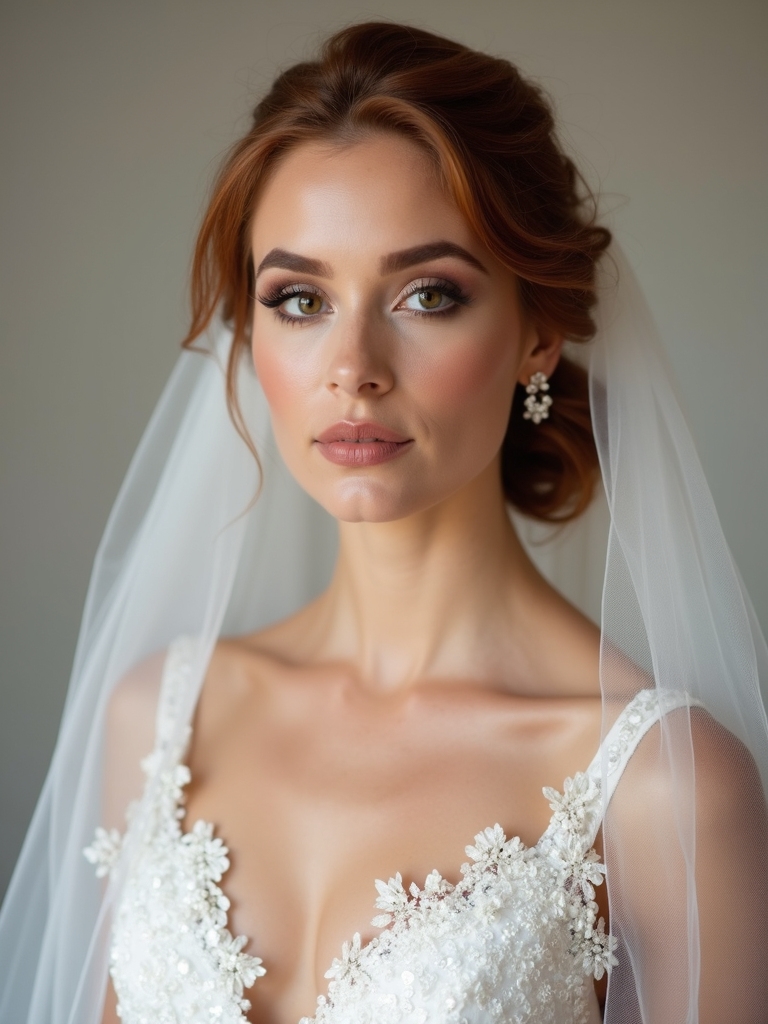 elegant low chignon veiling