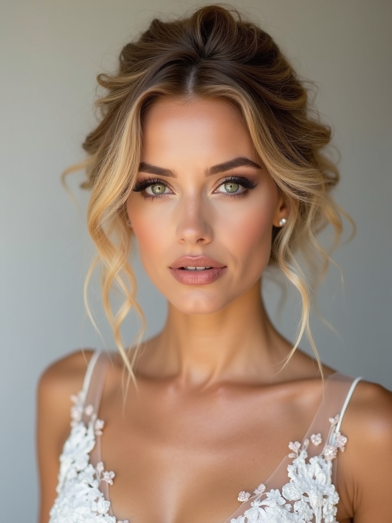elegant low romantic buns