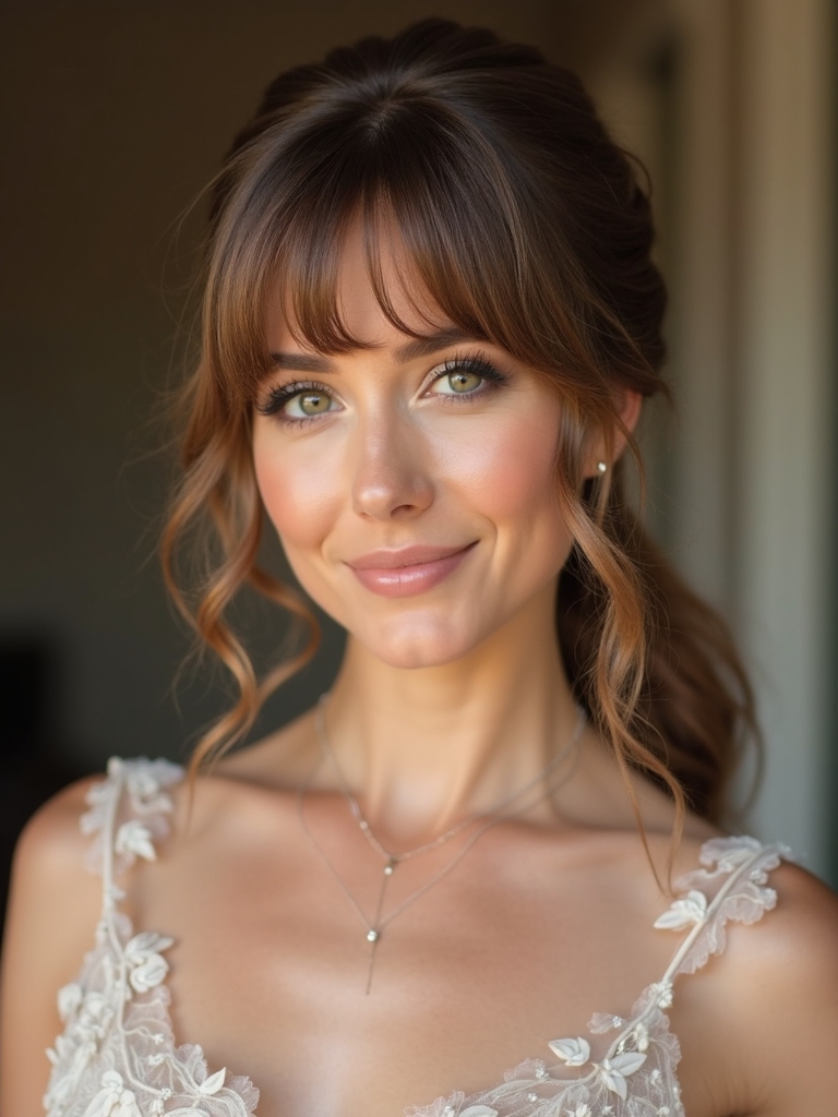 elegant ponytail with bangs