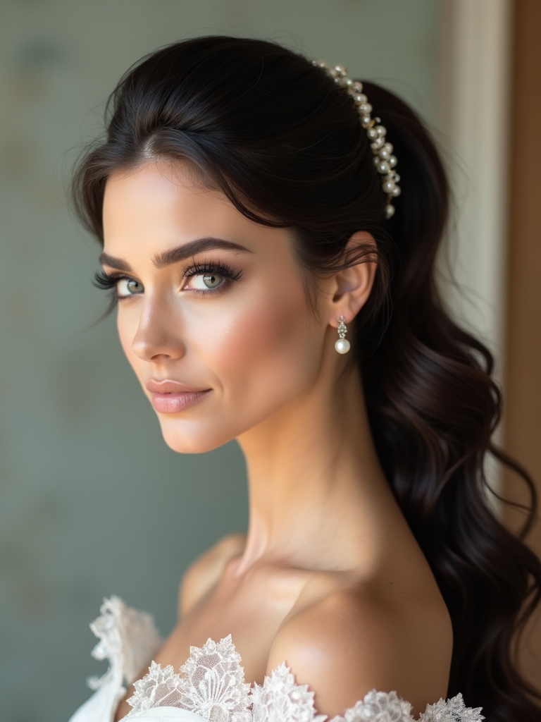 elegant ponytails with accessories