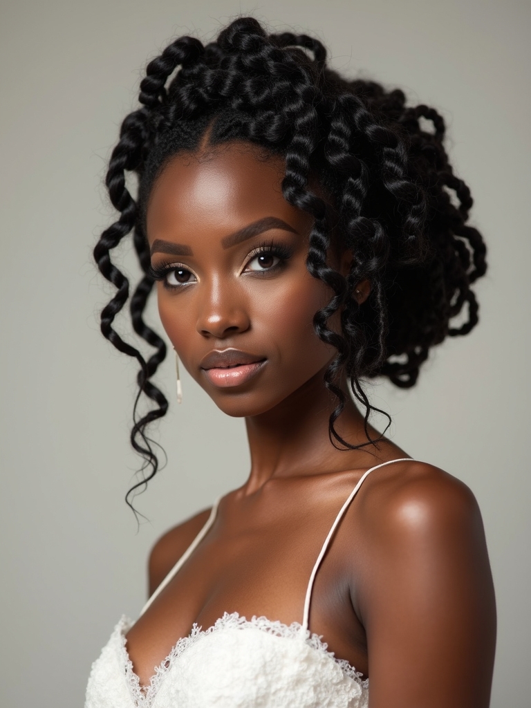 elegant sculpted locs updo
