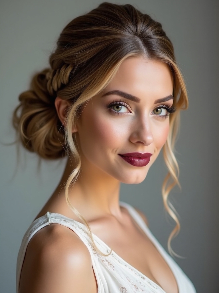 elegant side swept braided updo
