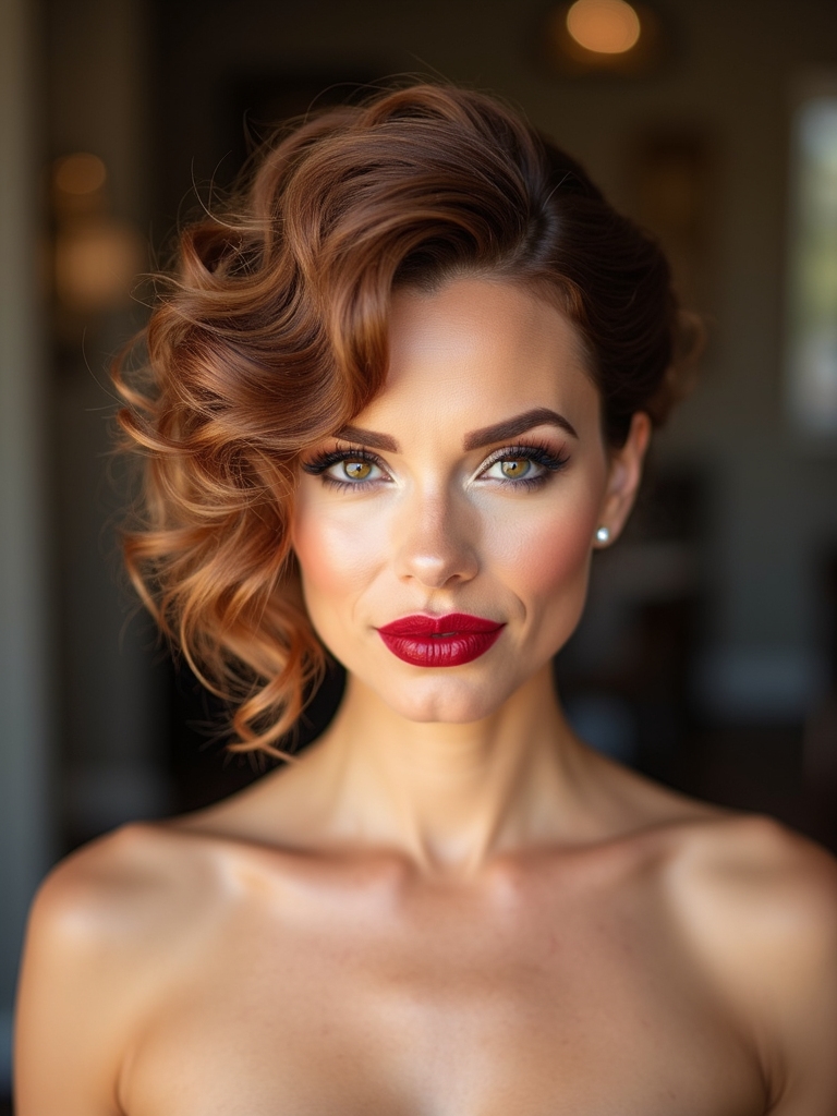elegant side swept curls