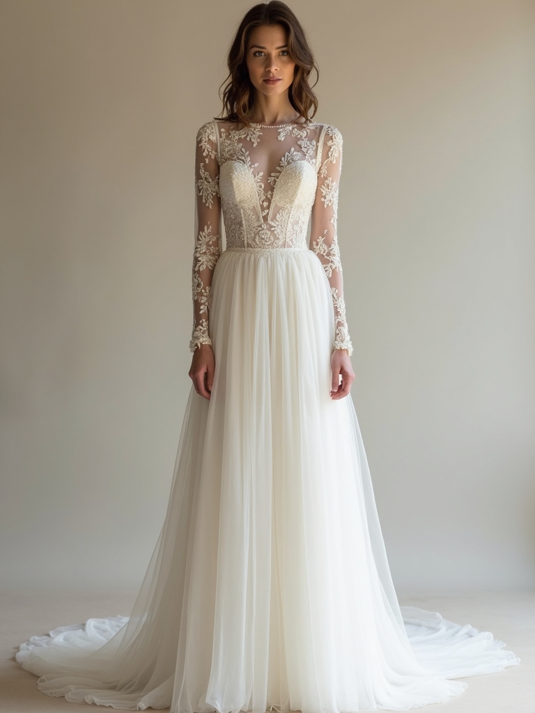 elegant sleeved wedding gowns
