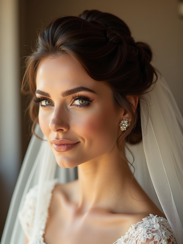 elegant updos with veils