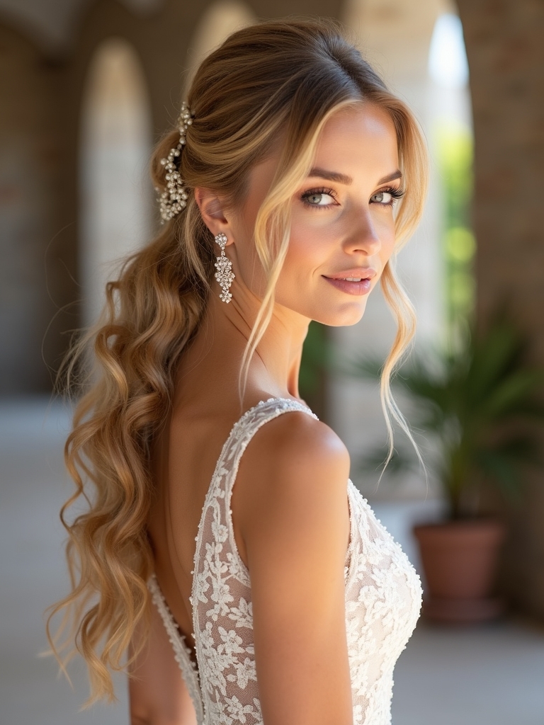 elegant wavy ponytail hairstyle