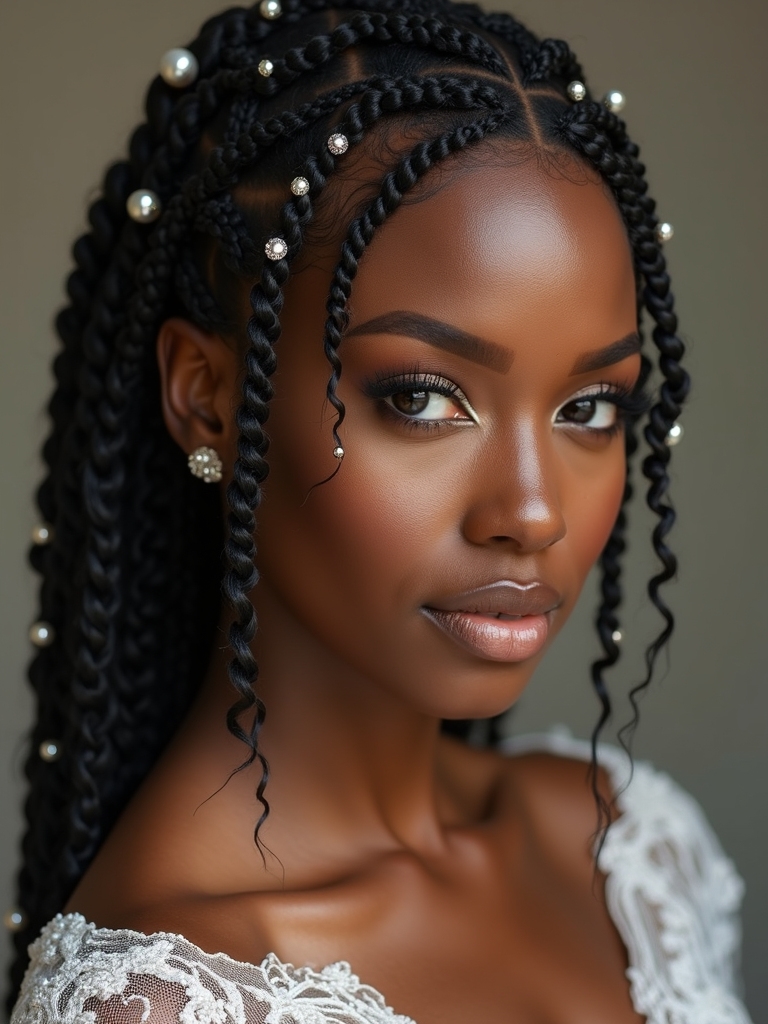embellished side cornrows glamour