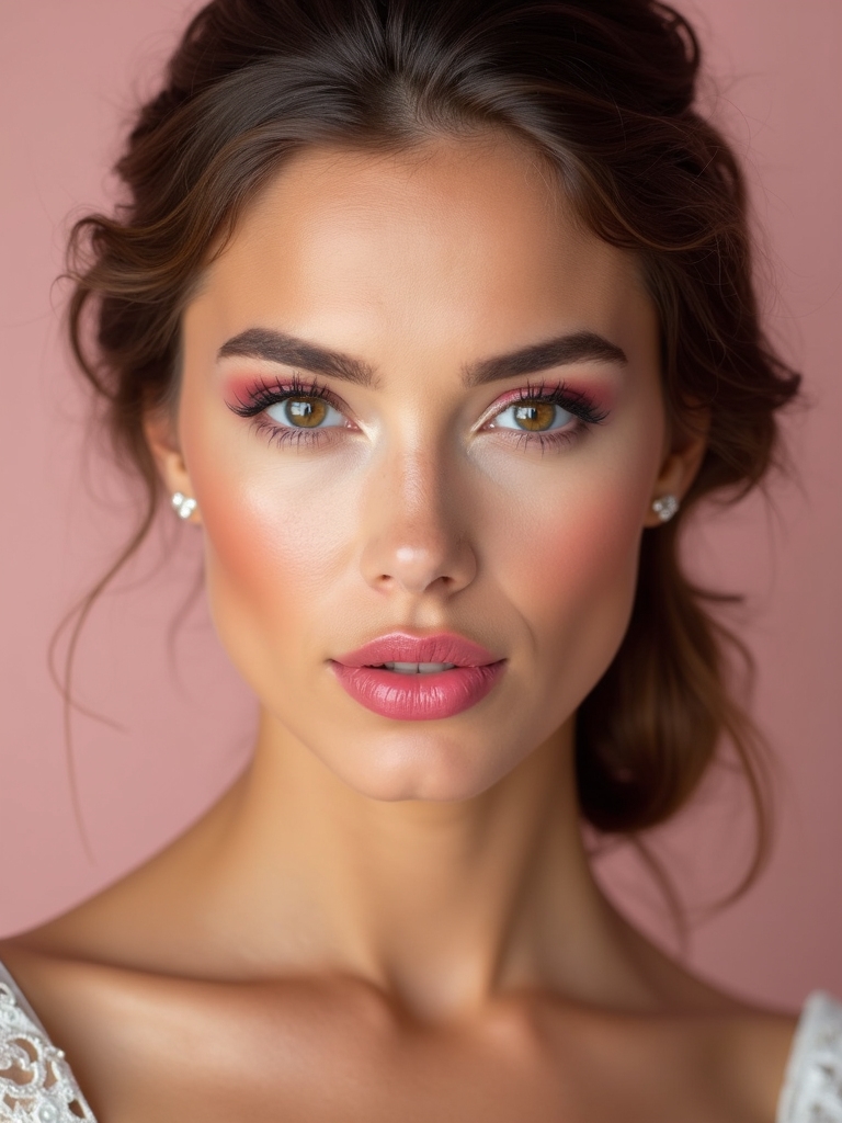 enchanting pink wedding makeup