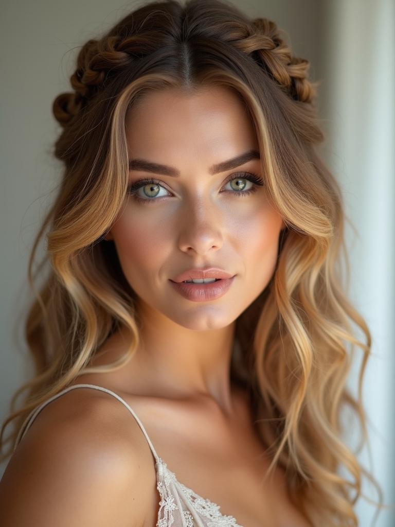 ethereal half up crown braid