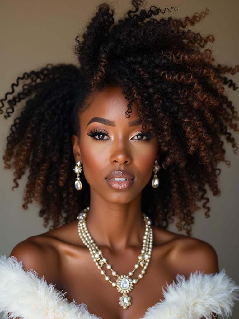 floral jewelry enhances curls
