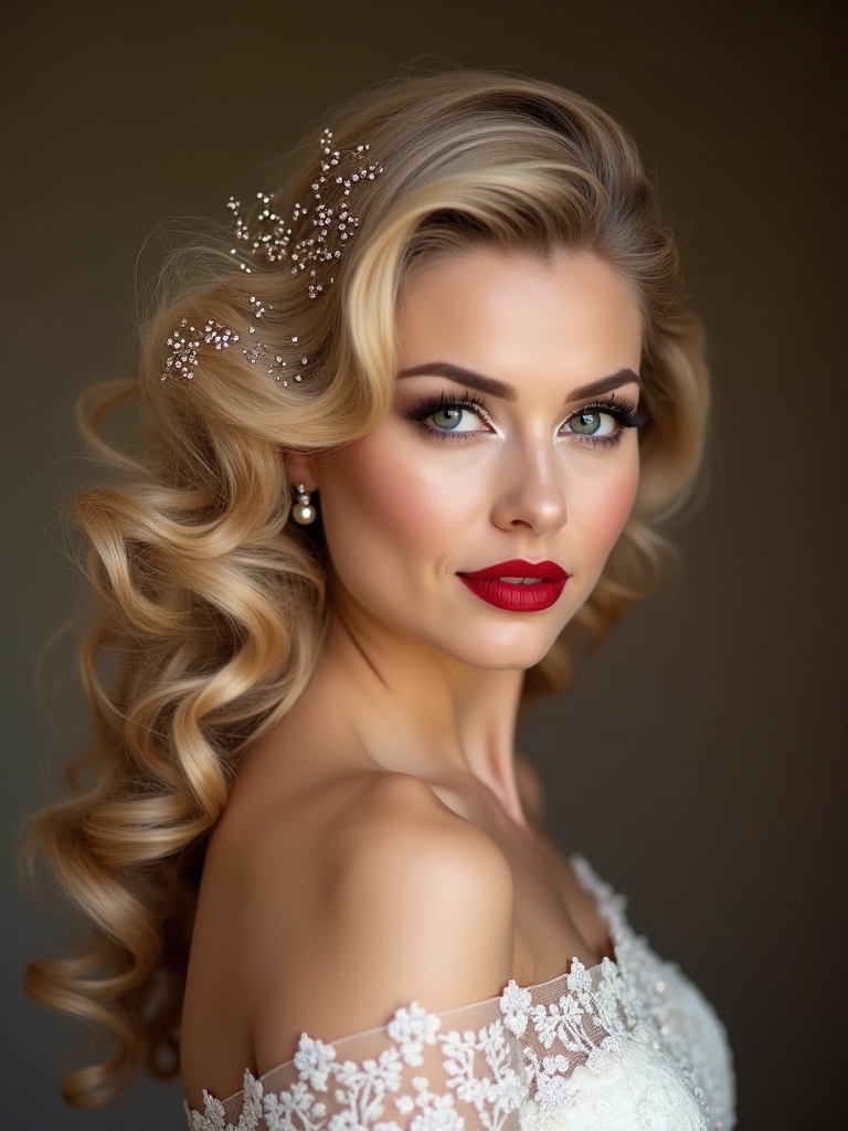 glamorous curls with sparkle
