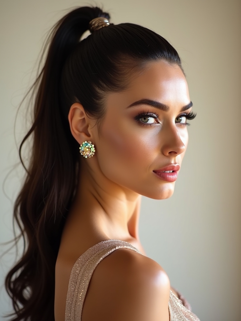 glamorous high ponytail accent