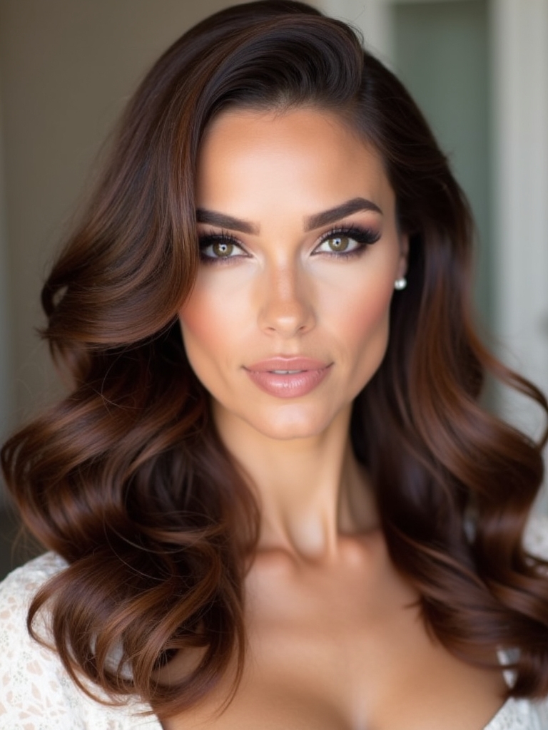 glamorous side swept bridal curls