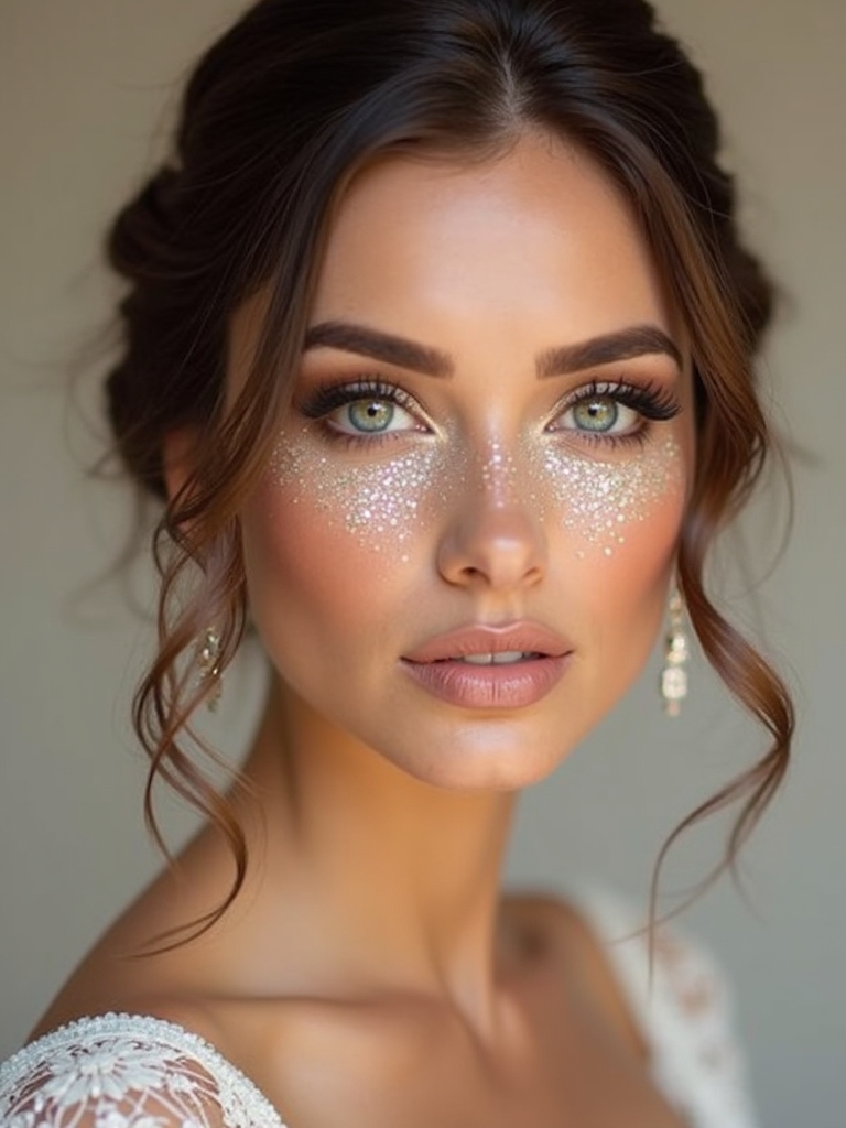 glittery ethereal bridal glow