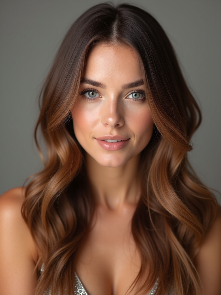 glossy elegant mid length layers