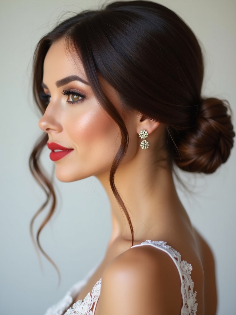 glossy low bun elegance