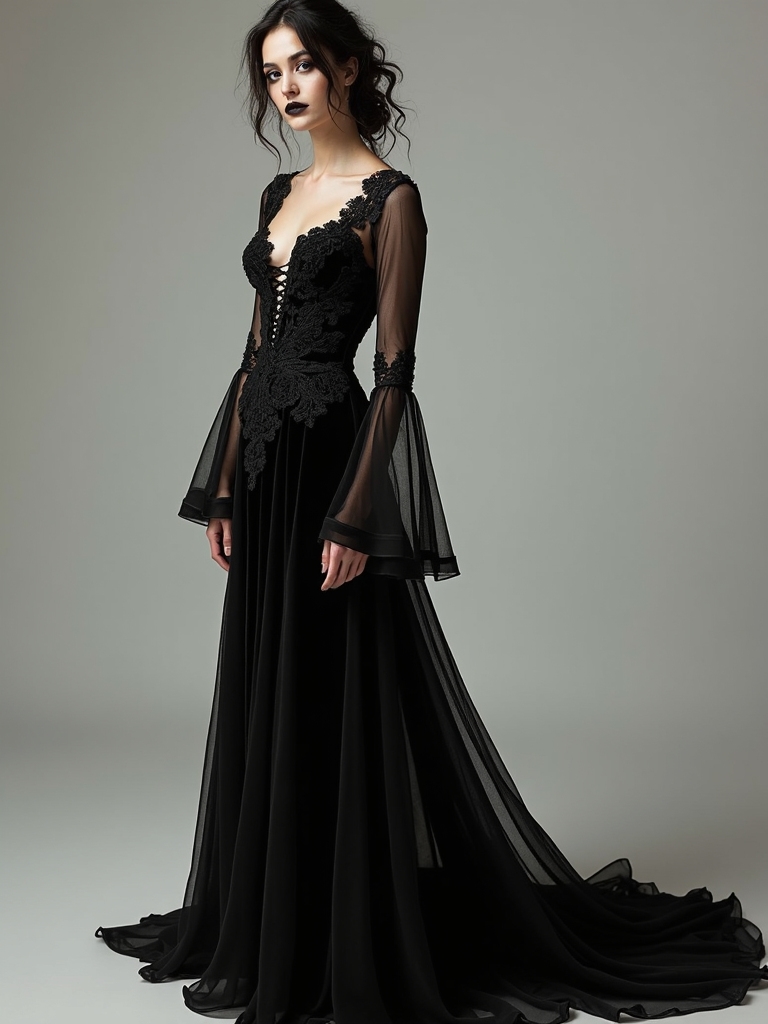gothic black wedding dresses