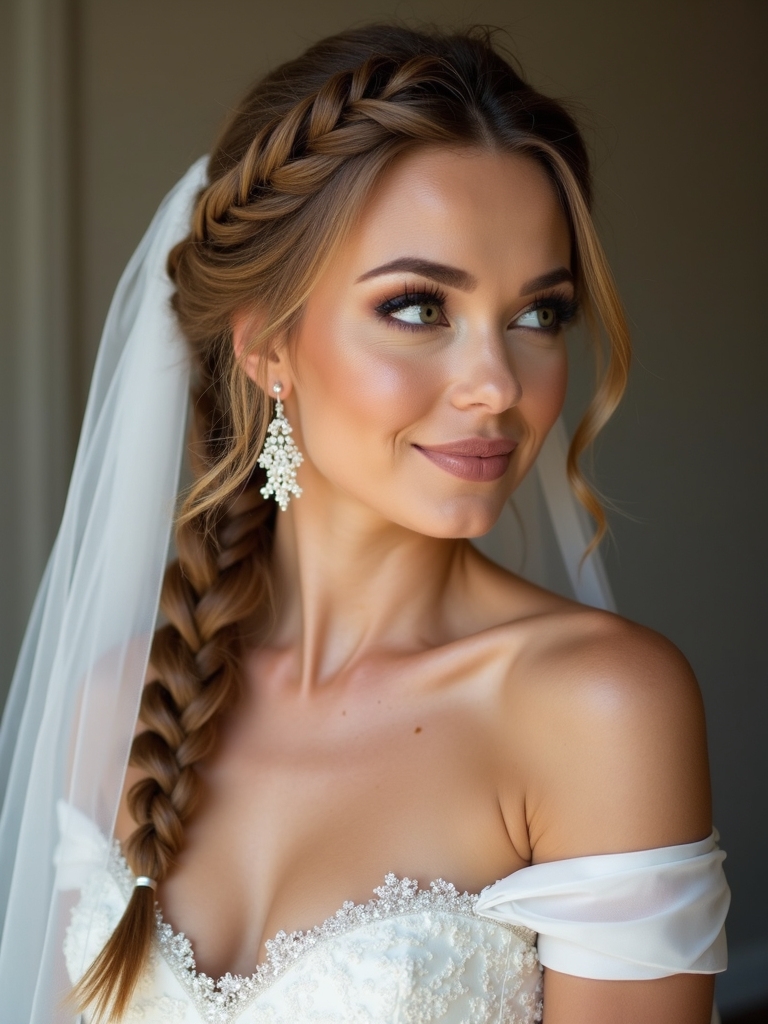 graceful side swept braided hairstyle