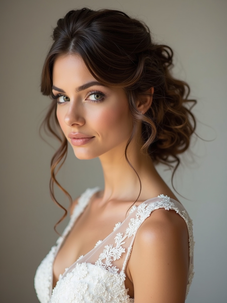hairstyle complements dress silhouette